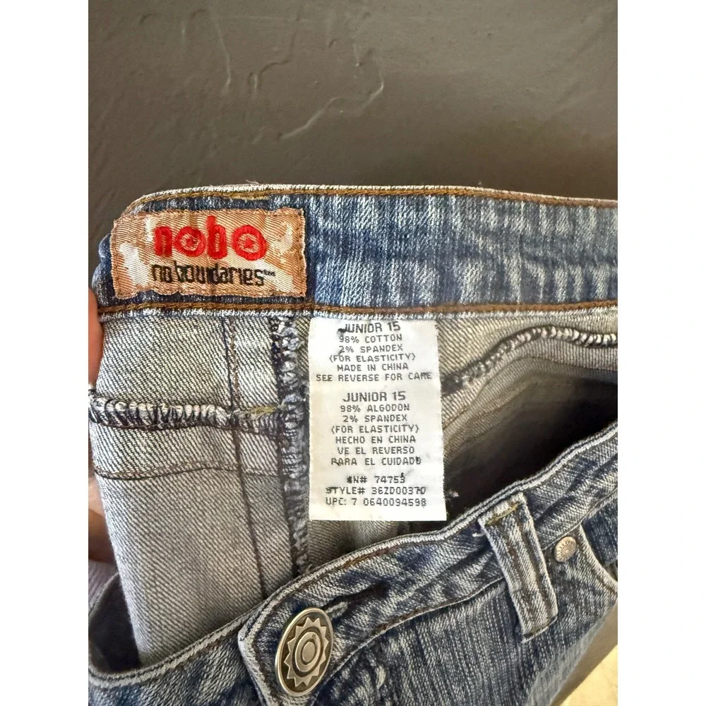 No Boundaries Vintage Y2K‎ Low Rise Wide Leg Denim Jorts Shorts Blue 15 Skater